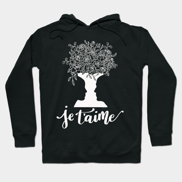 Je T'aime Faces Vase Lovers Talking Roses Bouquet Graphic Art Hoodie by DoubleBrush